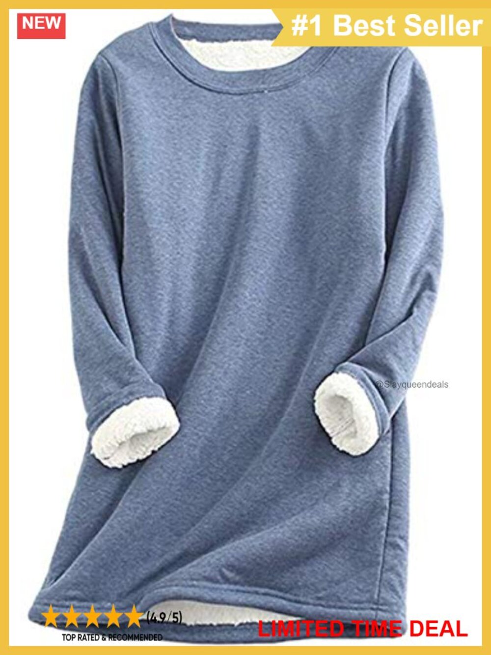 Sherpa Lined Fleece Crewneck Pullover Sweatshirt Loungewear